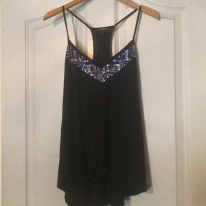 Blue and Silver Sequins Tank Top